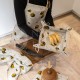 Colourful half-linen kitchen apron "Bees"